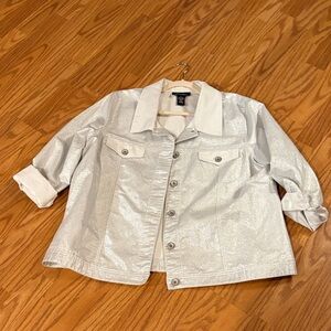 Denim&Co Silver Sparkle Jean Jacket